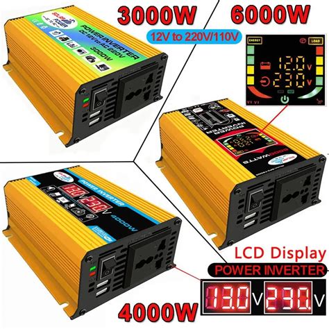 Inversor De Conversi N De Coche Dispositivo Con Pantalla Led Doble