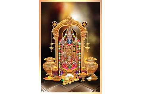 Tirupati Balaji Canvas Painting With Lakshmi Mata