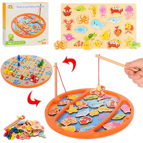 Деревянная магнитная рыбалка 2в1 (настольная игра-ходилка, морские ...