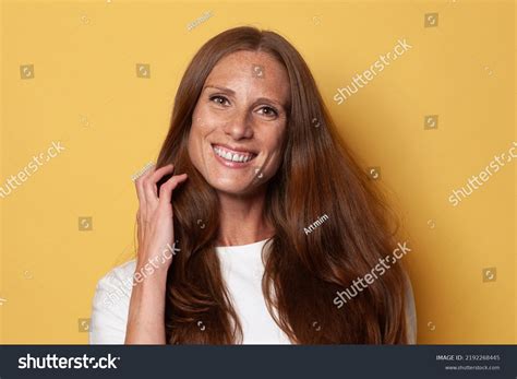 Portrait Beautiful Smiling Mature Woman Long Stock Photo Shutterstock