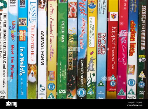 row of children's DVDs Stock Photo: 65125195 - Alamy