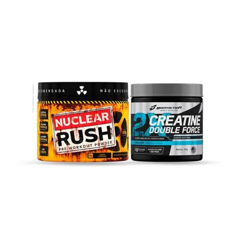 Kit Pr Treino Nuclear Rush G Guarana Creatina Double Force G