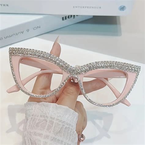 Cat Eye Clear Lens Glasses Bling Rhinestone Primeoja