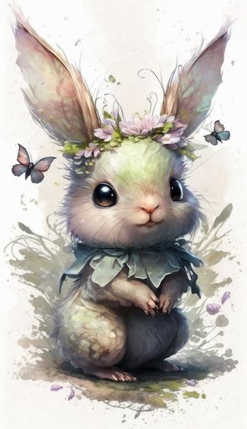 Premium Photo Adorable Easter Bunny In Fairy Style Ai Generative