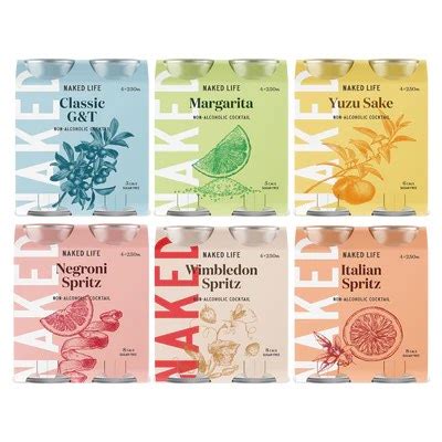 Naked Life Non Alcoholic Cocktail X Ml Classic Margarita Yuzu Sake Negroni Wimbledon