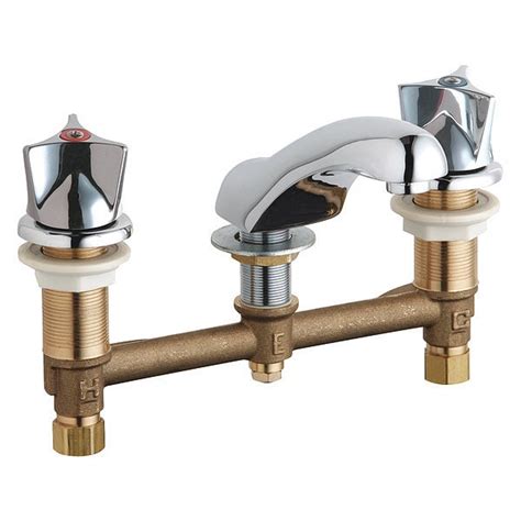 Chicago Faucet Manual Mount Concealed Hot And Cold Water Sink Faucet Chrome Plated