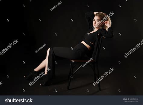 Portrait Blonde Girl Black Background Isolated Stock Photo Shutterstock