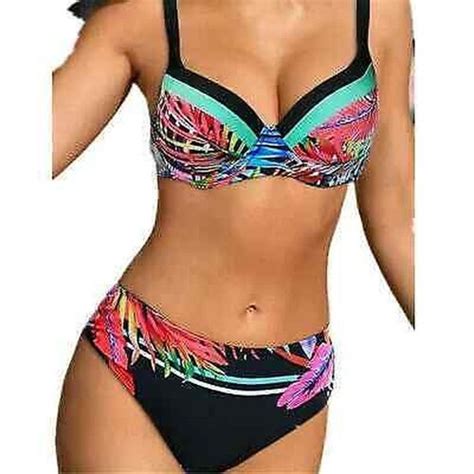 Mode Meer Kostüm Zwei Teile Bikini Mehrfarbig Band Elegant Coppe Slip J eBay de