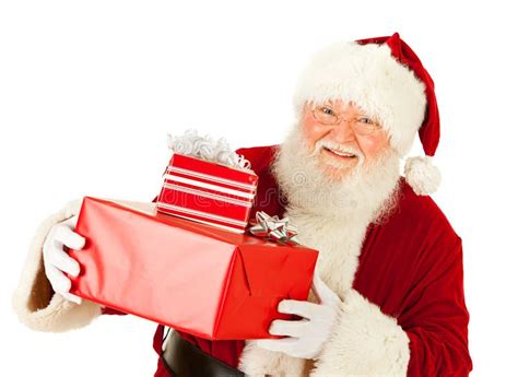 Santa Holding Several Wrapped Ts Stock Image Image Of Stack