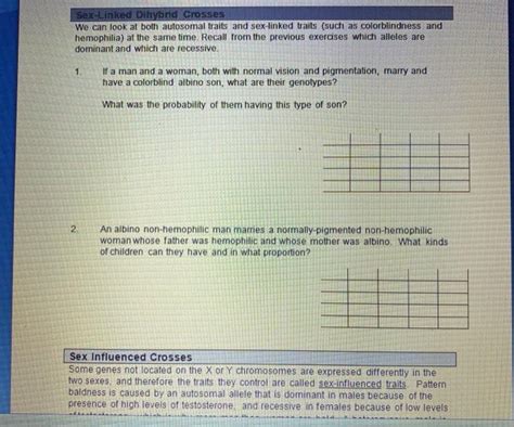 Solved Sex Linked Dihybrid Crosses We Can Look At Both Chegg