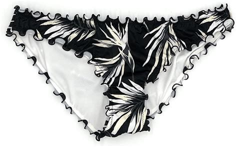Amazon Victoria S Secret Pink Ruched Ruffle Cheeky Bikini Swim Bottom Medium Black Palm
