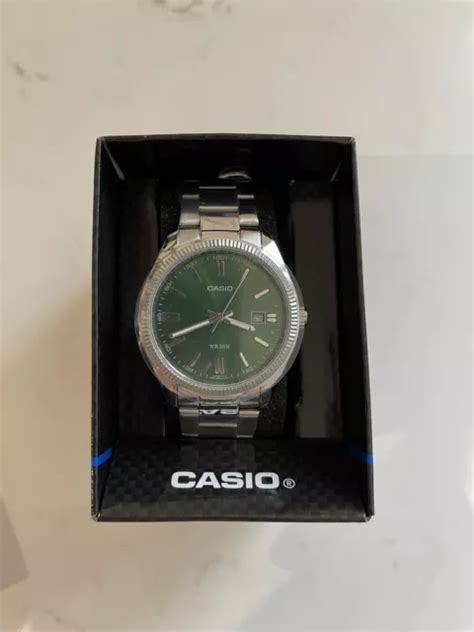 CASIO MTP 1302PD 3AVEF Green Dial Stainless Steel FAST POSTAGE