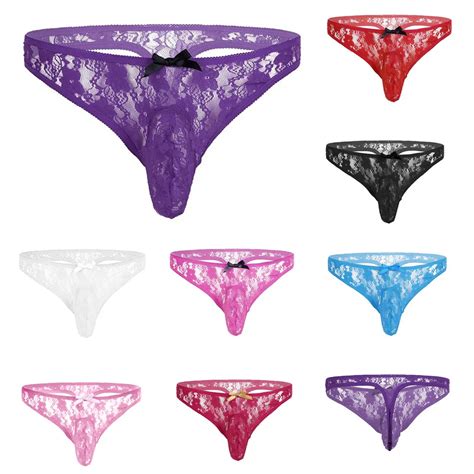 Lencer A De Encaje Floral Para Hombre Bikini Semitransparente Calzoncillos Con Parte Trasera En