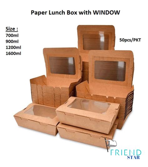 Pcs Sizes Brown Paper Lunch Box With Window Oil Proof