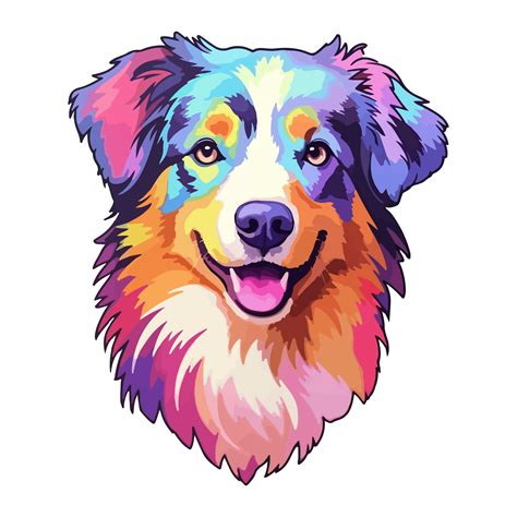 Colorful Australian Shepherd Dog Australian Shepherd Portrait Dog