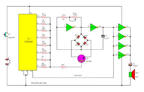 Sound Effect Generator Circuit Using CD4040 ElecCircuit