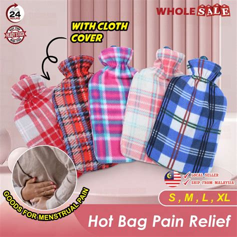 Rubber Hot Water Bag With Cloth Cover Tight Screw Stopper Heating Pad Warm Bottle Pain Relief