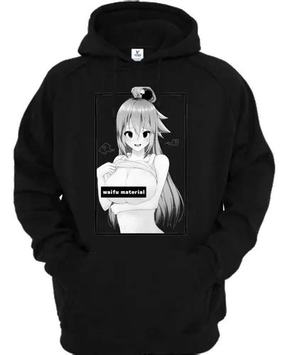Sudadera Negra Hentai Aqua Waifu Lewd Material Env O Gratis