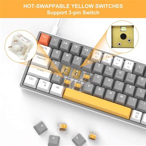 Magegee Sky Mechanical Keyboard With Yellow Switch Wired Hot Swappable Keys Led Backlit