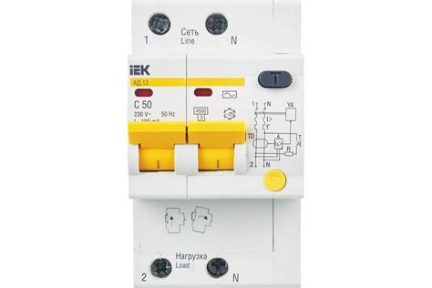 Дифавтомат АД-12 2п, C, 50А, 100мА IEK MAD10-2-050-C-100 - выгодная ...