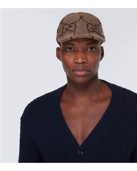 Gucci Jumbo Gg Wool Jacquard Baseball Cap In Brown For Men Lyst Uk