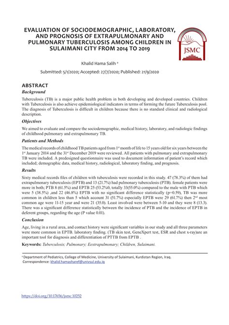 (PDF) EVALUATION OF SOCIODEMOGRAPHIC, LABORATORY, AND PROGNOSIS OF ...