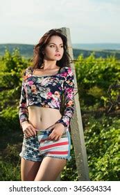 Sexy Beautiful Attractive Brunette Woman Slim Stock Photo