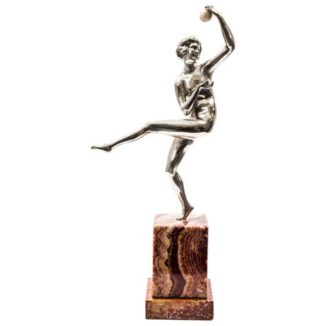 Art Deco Silvered Bronze Sculpture Nude Dancer Guiraud Riviere Circa At Stdibs