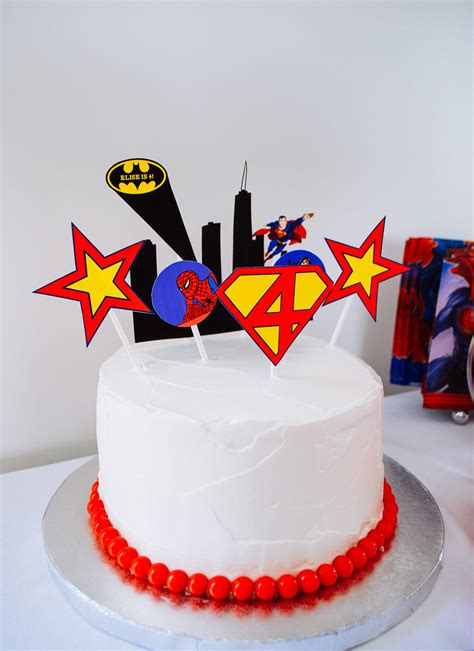easy super hero birthday cake  printable cake toppers merriment