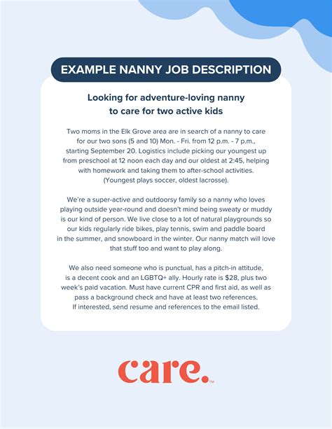 Nanny Job Description Examples Attracting The Perfect Nanny