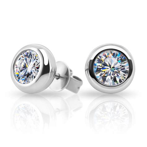 White Gold Earring With Total Ct Moissanite Allegro Pl