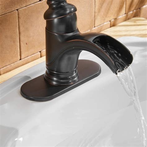 Bwe Oil Rubbed Bronze Single Hole 1 Handle Waterfall Bathroom Sink Faucet With Drain And Deck