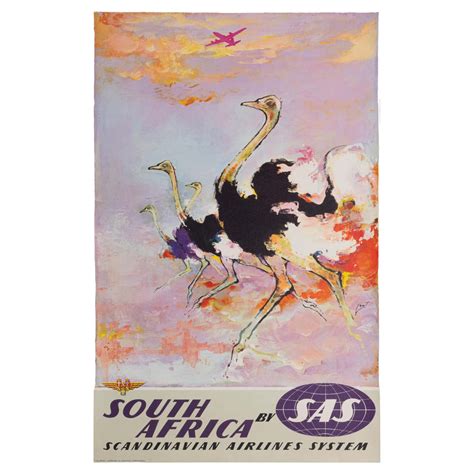 Nielsen Original Travel Poster South Africa Sas Airline Aviation