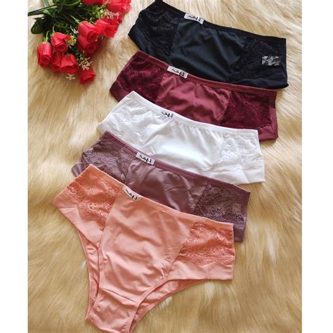 kit Calcinha detalhe de renda conforto calçola senhora dia a dia promoção lingerie Shopee Brasil