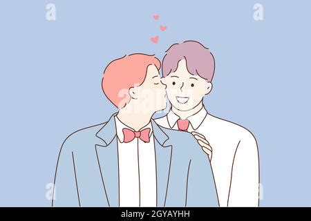 Un Gar On Embrassant Son Petit Ami Jeune Couple Gay Amoureux Deux Jeunes Gar Ons Gay En Plein