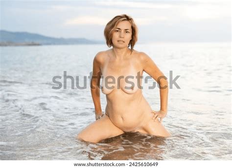 Portrait Naked Delightful Woman Bathing Waves Stock Photo Shutterstock