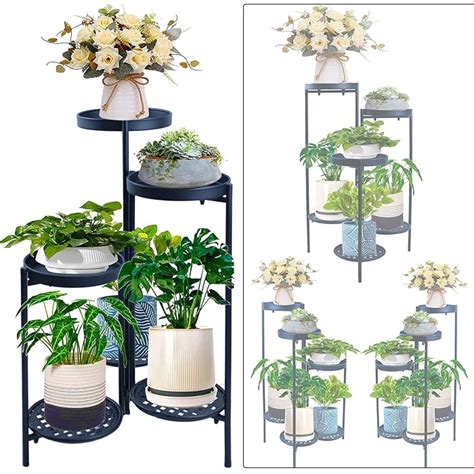 Buy 6 Tier Metal Plant Stand Flower Pot Display Holder Wrought Iron Planter Organizer Shelf