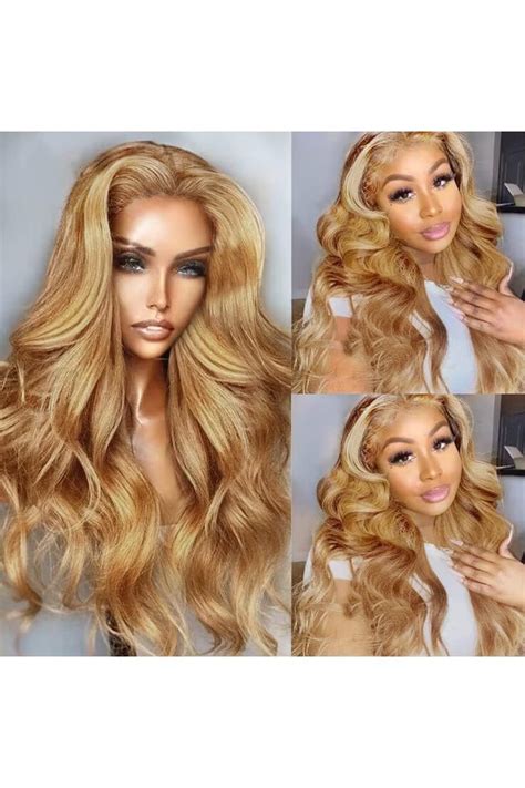 UMEGOOD 200 Density Honey Blonde Wig Human Hair 13x6 HD Transparent Lace Front Wigs Human Hair