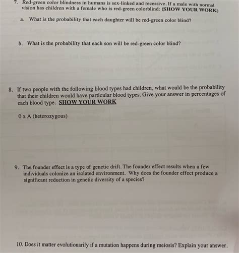Solved Red Green Color Blindness In Humans Is Sex Linked Chegg
