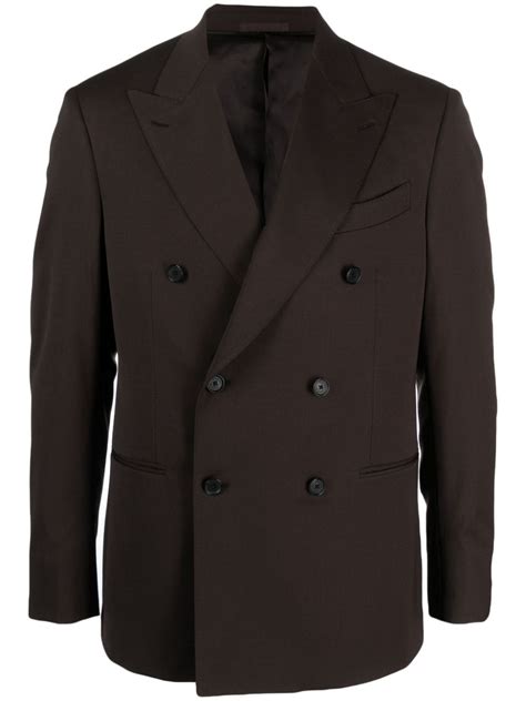 Caruso Tailored Double Breasted Blazer Brown Farfetch