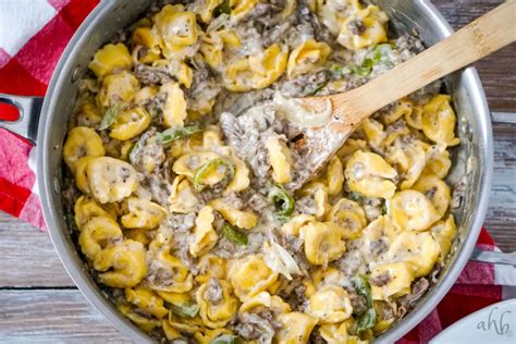 Philly Cheesesteak Tortellini - Accidental Happy Baker