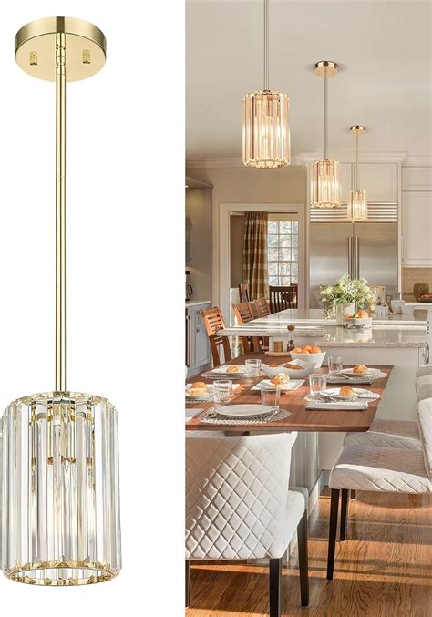 Cargifak Crystal Pendant Light Mini Chandelier With Champagne Gold