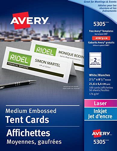 Avery Lot De 100 Cartes De Tente De Taille Moyenne Pour Imprimantes