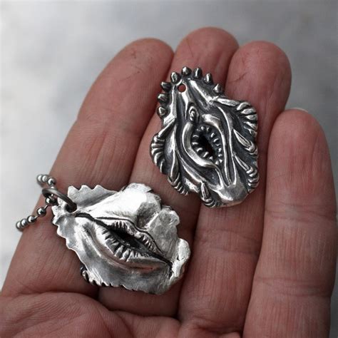 Silver Vagina Dentata Yoni Pendant Feminist Symbol Necklace Etsy