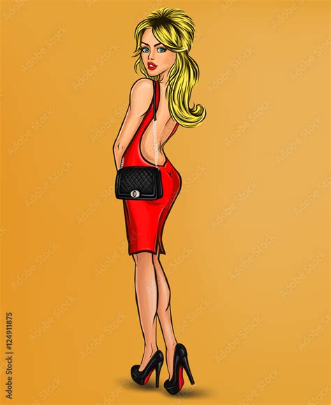 Vector Illustration Of Sexy Pin Up Blonde Stock Vector Adobe Stock