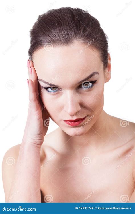 Half Naked Woman With Scenic Make Up Stock Image Image Of Pensive Look