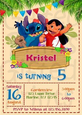 Birthday Invitation • Lilo and Stitch Theme • No cost economy shipping ...