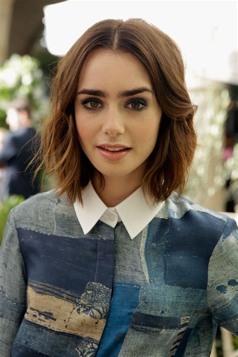 #4585520 brown eyes, Lily Collins, open mouth, brunette, women, short