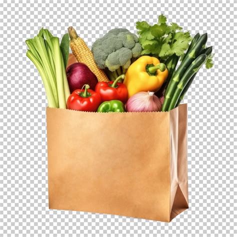 Bolsa De Papel Con Verduras Aislado Sobre Fondo Transparente Archivo