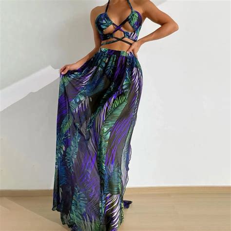 Purple Bikini Sets For Women Piece Swimwear Piece Cover Up Two